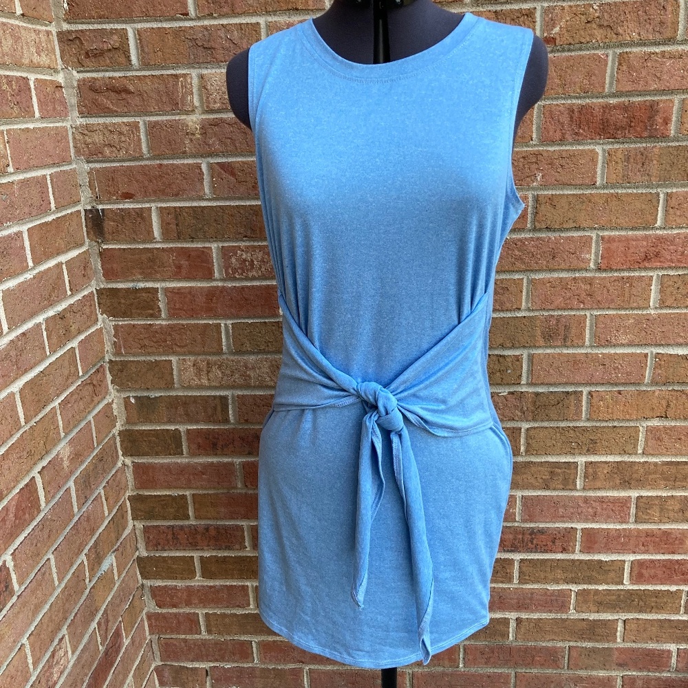 Pink Lily Sky Blue Tie-Front Mini Dress - Picture 2 of 12